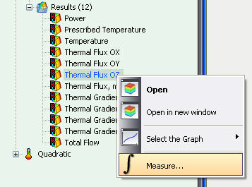 The command Measure is available for results of thermal studies