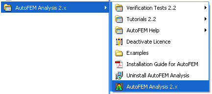 Shortcut for launching AutoFEM Analysis from the All Programs Windows menu