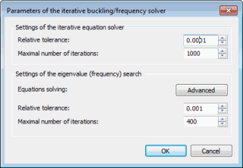 Settings of a new frequency / buckling iterative solver
