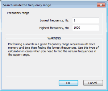 The dialogue box of the interval frequency solver