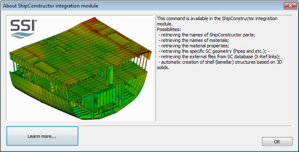 The dialogue listing basic functions of the SC integration module