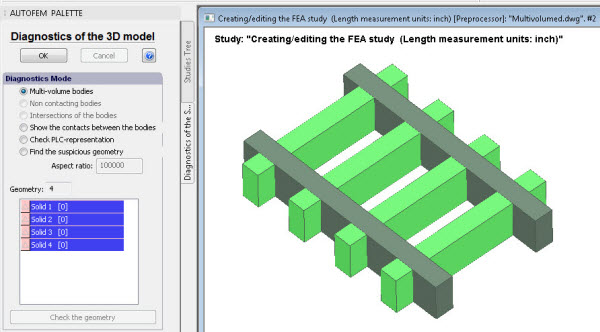 Diagnostics of a 3D model  with multi volume bodies as per previous version