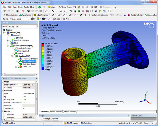 The result "Displacements" in Ansys Workbench