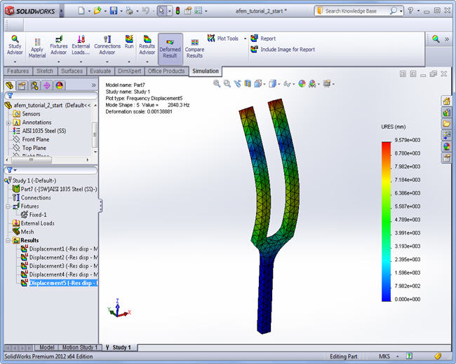 Fifth mode, SolidWorks Simulation