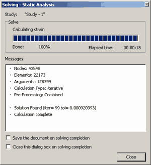 AutoFEM Processor window of the system messages